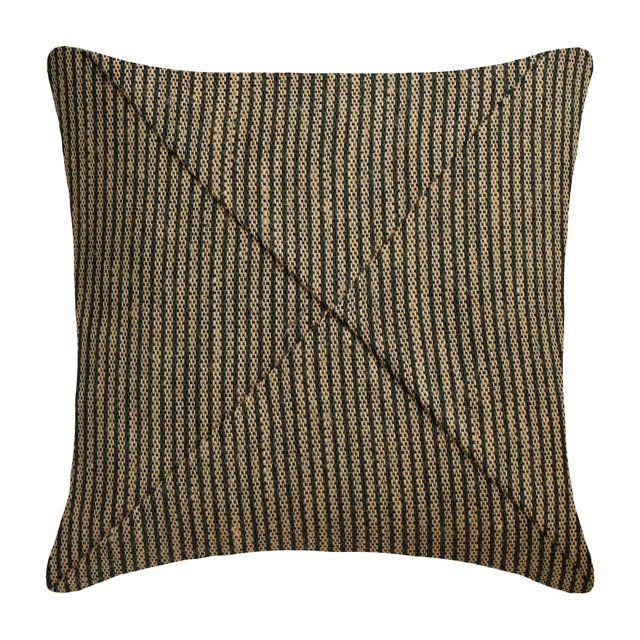 Fundas de almohada en verde azulado y beige, 35 x 35 cm (14 x 14 pulgadas), cojines decorativos de yute y lino a rayas para sofá, estilo contemporáneo con estampado de rayas - Combinación de yute