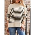 thumbnail image 2 of ORUYROP Women's Crewneck Batwing Long Sleeve Sweater 2023 Fall Oversized Ribbed Knit Side Slit Pullover Top, 2 of 6
