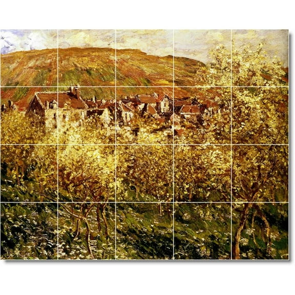 Ceramic Tile Mural-Claude Monet Country Painting 75. 21.25" w x 17" h using (20) 4.25 x 4.25 ceramic tiles
