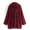 thumbnail image 3 of ZQGJB Fashion Jackets for Women Winter Sherpa Hooded Jacket Long Sleeve Teddy Bear Coats Button Down Fleece Faux Warm Cardigans Outwear Tops with Pockets Wine XL, 3 of 8