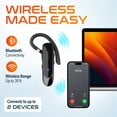 thumbnail image 3 of Delton 22X Wireless Mono Bluetooth Headset, Wireless Single Ear Headset with Built-In Microphones, Lightweight Earpiece Compatible With PC, Laptop, Smartphone, and Tablet - Black, 3 of 9