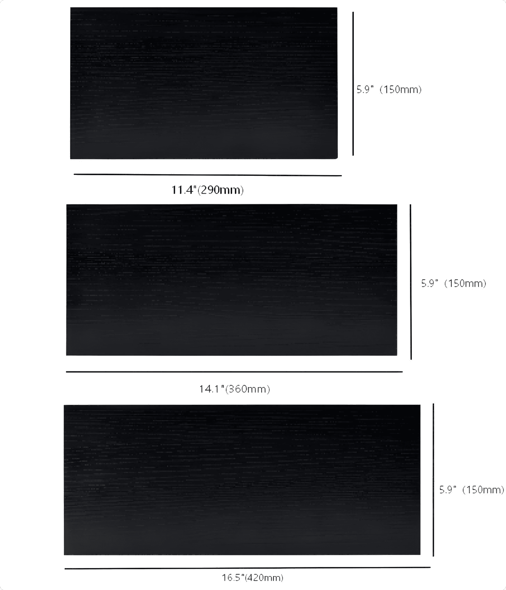 Hyper Tough Black Wood Floating Shelves with Wall Mount - Modern 3 Pack Home Decor