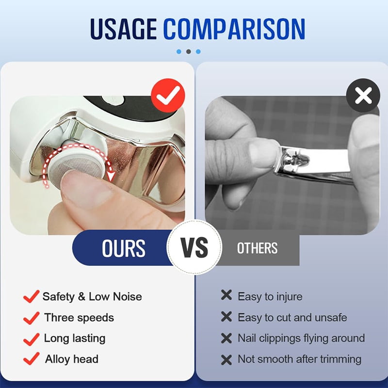2 In 1 Electric Polishing Automatic Nail Clippers For Fingers And Toes Adults USB Rechargeable Electric Nail File Kit 3 Speeds