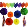 Tissue Garland, Fan, and Honeycomb Party Decorations, Assorted Sizes - Fiesta