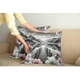 thumbnail image 2 of Ambesonne Lake Throw Pillow Cover 2 Pack, Cherry Blossoms and Mountains, 18", Grey and Blush, 2 of 7