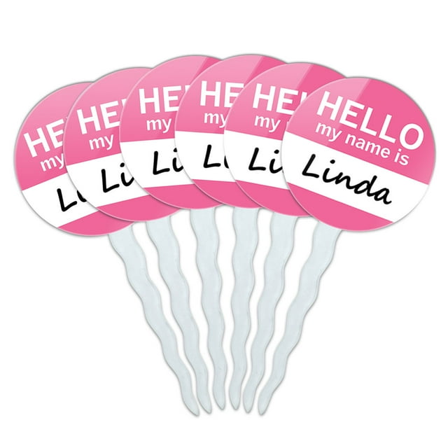 Lottie Hello My Name Is Cupcake Picks Toppers - Set of 6