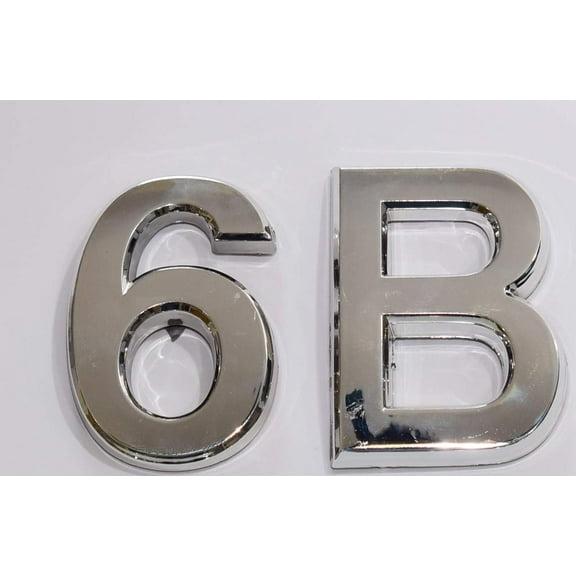 Apartment Number 6B Sign/Mailbox Number Sign, Door Number Sign. (Silver,3D, Size 2.75 x 1.75, Comes with Double Sided Tape)- The Maple line