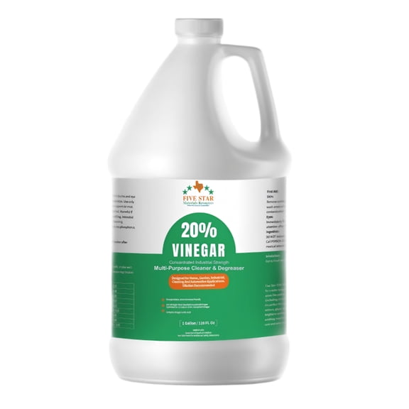 20% Vinegar Concentrated | White Vinegar for Cleaning and Garden | Home, and Outdoor Pure | Max Performance 7X Power | with Instructions (1 Gallon (128 fl oz))