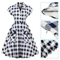 thumbnail image 1 of Vestido clásico azul blanco con cuello vuelto para mujer NikouMX Vestido acampanado S M L XL XXL 3XL 4XL, 1 of 8