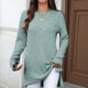 thumbnail image 1 of Heisall Women's Autumn Winter Tops Long Sleeve Solid Color Jacquard Pattern Round Neck Loose Split Hem Casual Fashion Blouses, 1 of 7
