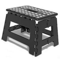 Folding Step Stool for Adults, 9 Inch Plastic Foldable Step Stool with Handle, 300 lb Capacity, Portable Non-Slip Stool for Bathroom, Bedroom, Kitchen, Black
