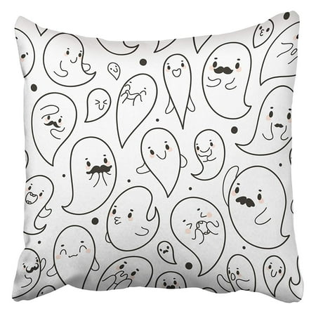USART Cute with Halloween Ghosts Kawaii Autumn Bubble Cartoon Celebration Character Clip Pillowcase Cushion Cover 18x18 inch