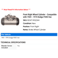 thumbnail image 2 of Front Right Wheel Cylinder - Compatible with 1969 - 1974 Dodge P300 Van 1970 1971 1972 1973, 2 of 2