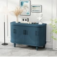 thumbnail image 2 of Modern Curved Sideboard 47.2-Inch Decorative Storage Cabinet Wooden Console Table Coffee Bar Cabinet with 4 Doors and Adjustable Interior Shelves for Living Room, Kitchen, Bedroom, Hallway (Blue), 2 of 10
