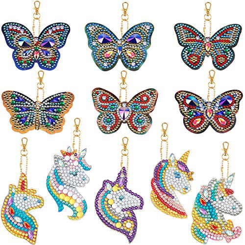 5PCS Diamond Painting Keychain with Diamonds by Numbers Full Drill Doll Pendant 5D Diamond Painting Kits for Kids and Adult， 5D Mosaic Making Diamond Painting Pendant for DIY Key Ring 