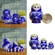 Matryoshka Russian Nesting Dolls Set of 10 Hand Painted Wood Figurines Decors Wooden Craft for Display Dolls