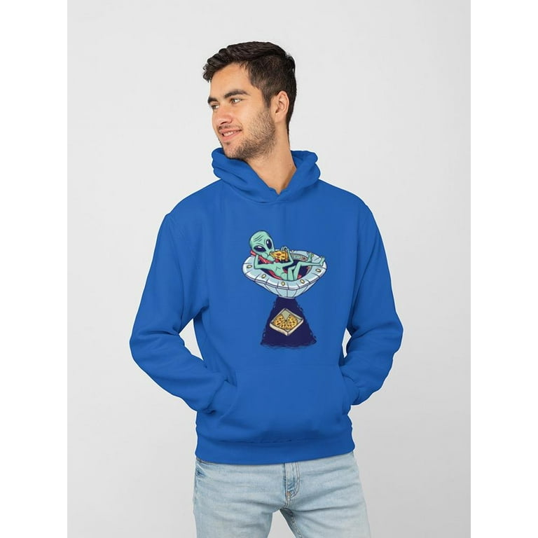 Alien Eating Pizza Graphic Hoodie Men Image by Shutterstock Male Small