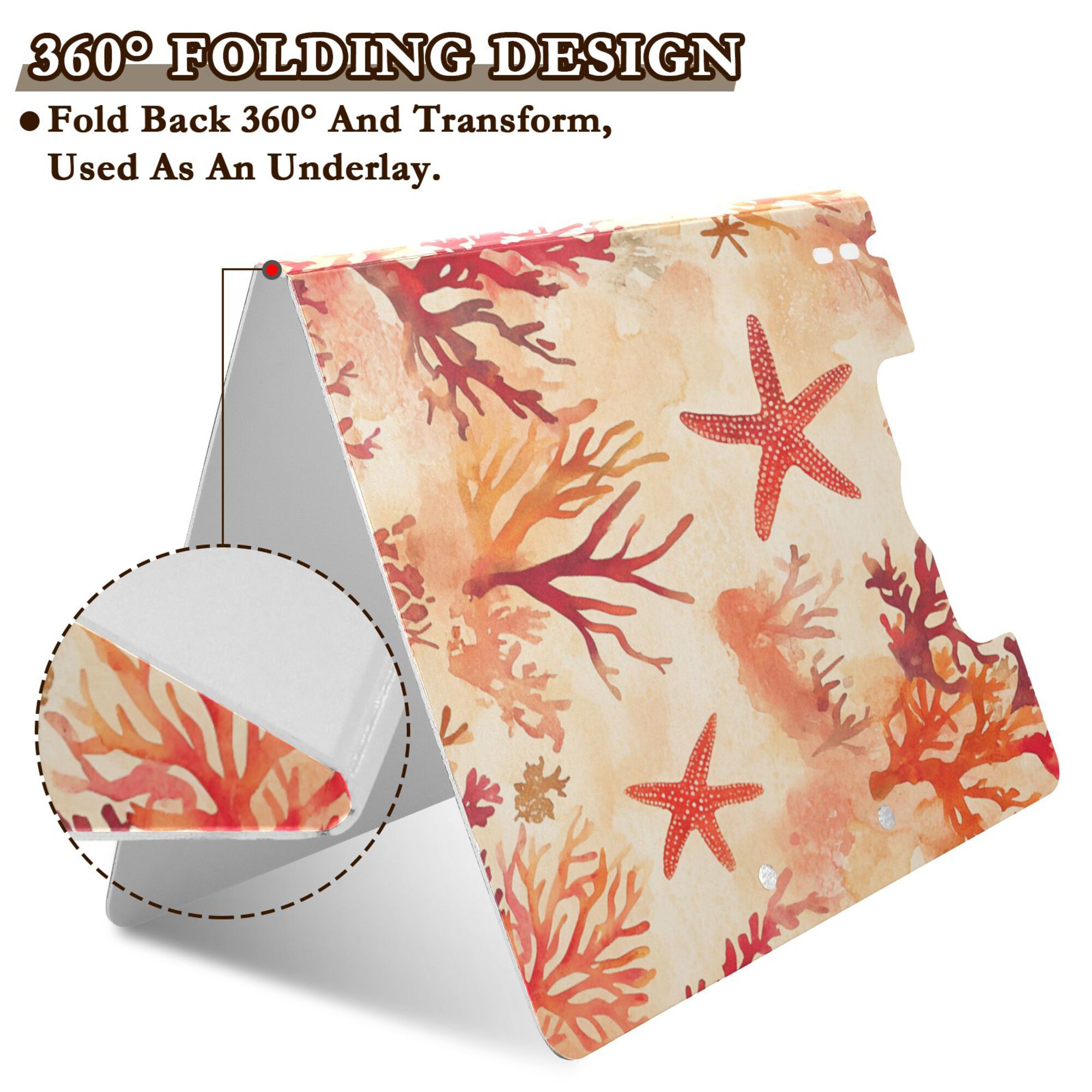 FORMRS A4 Clipboard Folder with Pen Holder Horizontal Foldable School Office Binder, Red Starfish