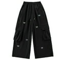 thumbnail image 3 of Girls Jeans Casual Pants High Waisted Wide Leg With Bow Embroidery Summer Loose Fit Pants Girls Black 4 Years-5 Years, 3 of 7