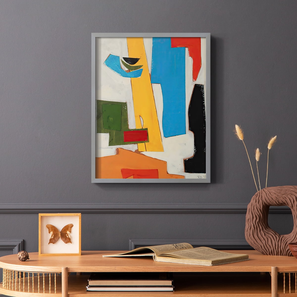 Andalusian Village Framed Print in Gray Solid Wood Framed Print No Nail Hanging