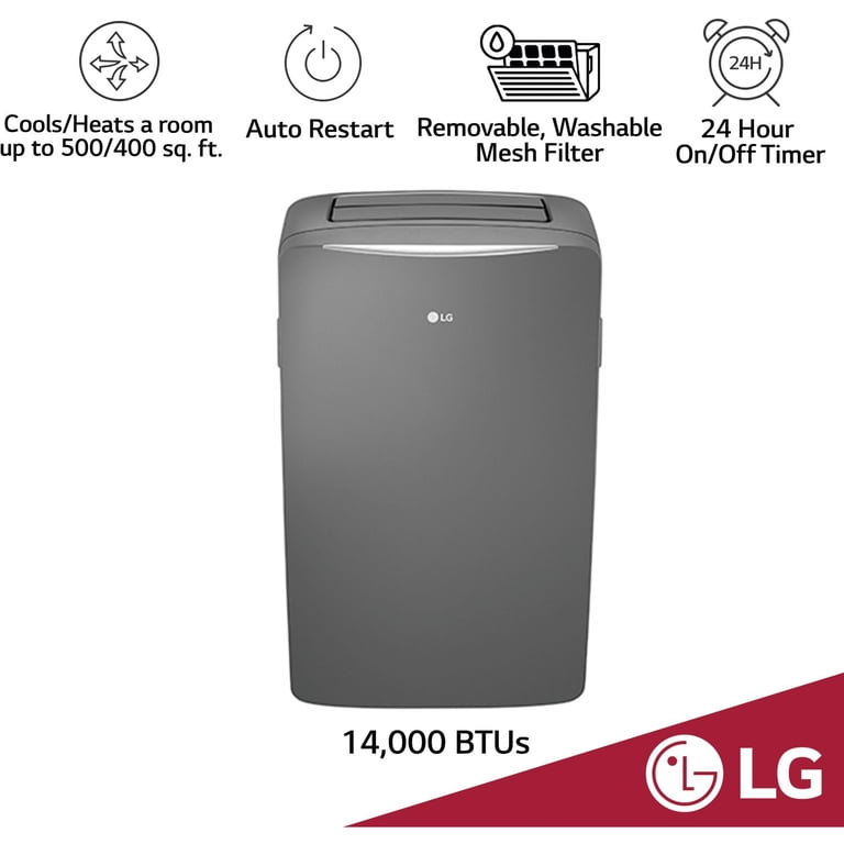 LG 115V Portable Air Conditioner with Supplemental Heating in Graphite Gray  for Rooms up to 500 Sq. Ft. - Walmart.com