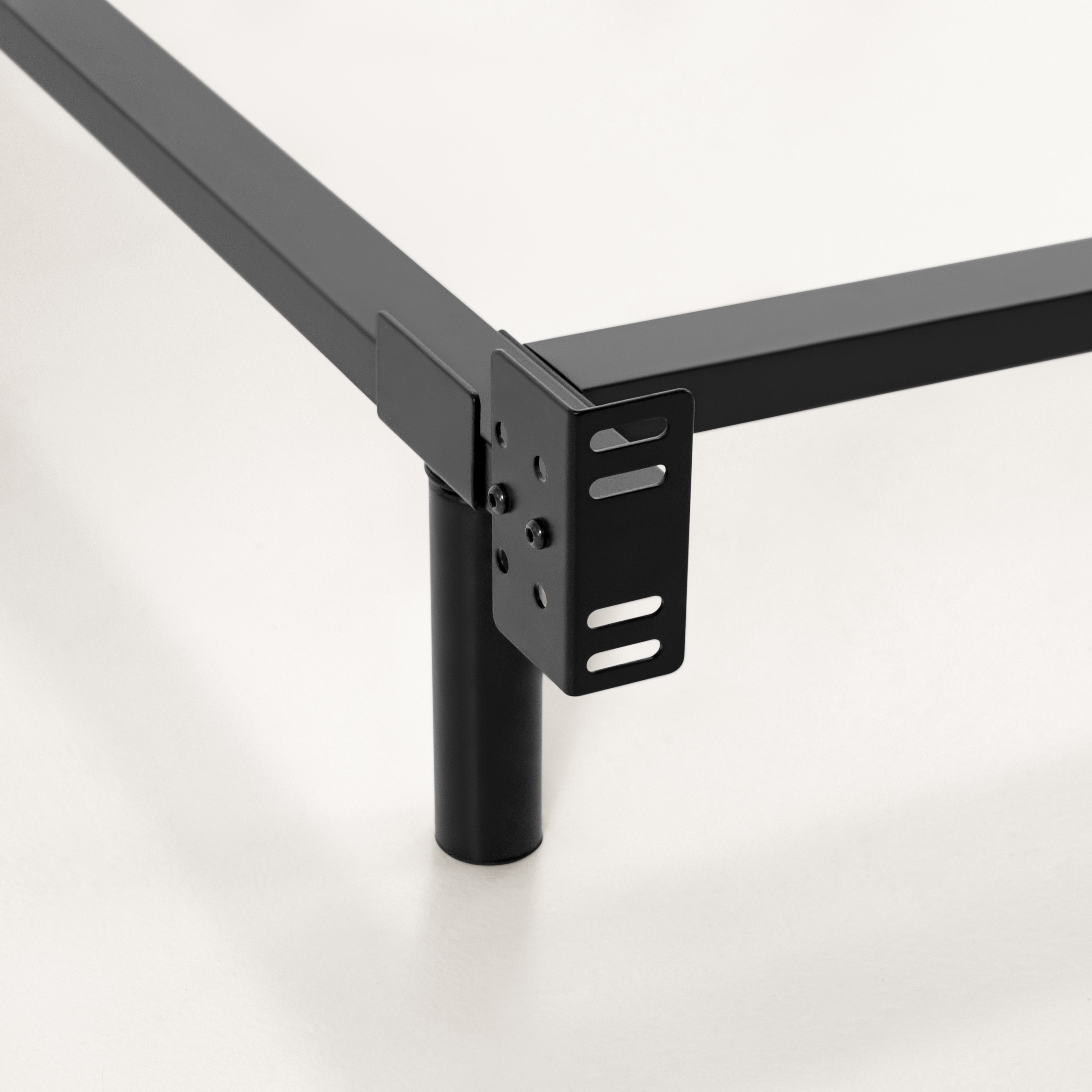 King Black Metal Bed Frame with Headboard Support