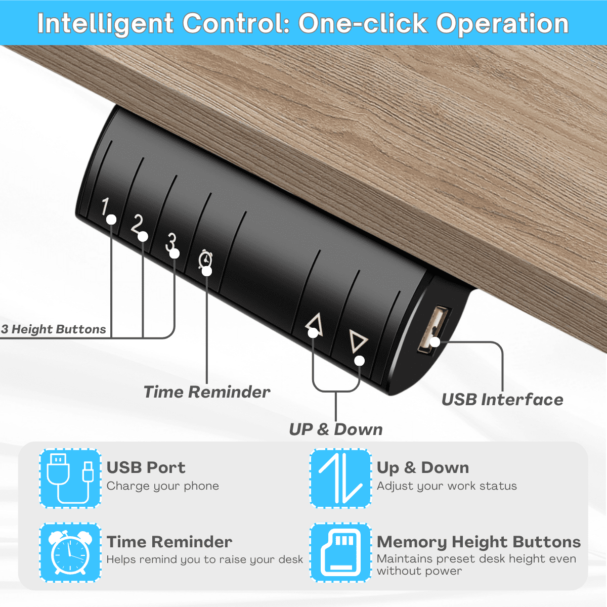 Legooin 70"W Extra Wide Sit-Stand Desk Mobile Gaming Table with USB Port for Home Office, Oak