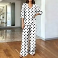 thumbnail image 4 of HAiming Plus Size 2 Piece Sets for Women Polka Dot Long Sleeve Tops Wide Leg Pants with Pockets Loose Lounge Sets, 4 of 6