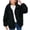 Black, variant on Fesfesfes Women Flannel Jacket Plush Top Solid Color Loose Versatile Pocket Coat Long Sleeve Hooded Casual Coat/Jacket