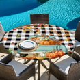 thumbnail image 6 of Thanksgiving Round Tablecloth, Fitted Table Cover with Elastic for 45"-54" Round Tables, Maple Leaf Pumpkin Black White Plaid Table Cloth Outdoor Indoor Dinning Party Waterproof Tablecloths, 6 of 7