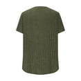 thumbnail image 6 of Fartey Women's Plus Size Summer Tops = Ribbed Knit Short Sleeve Shirts Dressy Casual V Neck Tunic Tops Slim Fit Going Out Blouses Army Green XXXXXL, 6 of 7