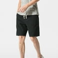 thumbnail image 3 of BLTIBY Mens Casual Shorts Summer Solid Color Elastic Waist Drawstring Beach Loose Shorts Lightweight Fashion Short Pants with Pocket Black M, 3 of 4