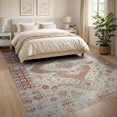 thumbnail image 3 of ODIKA 8'x10' Ultra-Soft Area Rug, Geometric Boho Distressed Farmhouse Motifs Neutral Minimalist None Washable, Bare feet friendly, Silk-Touch for Bedroom, Under Sectional, 3 of 7