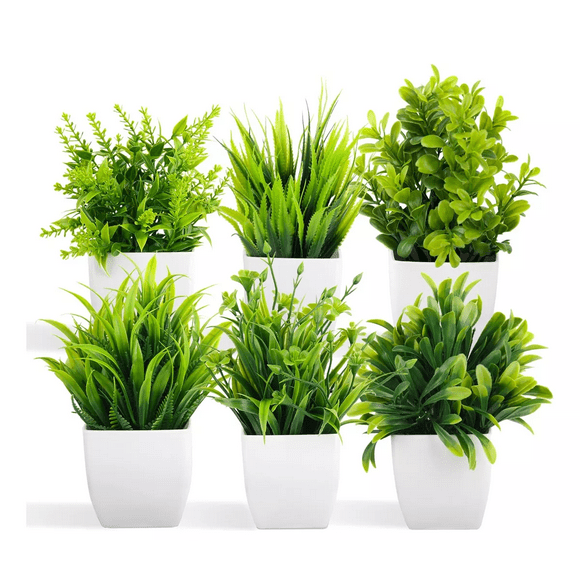 Plantas Artificiales Macetas Decorativas Bonsai Hogar 6 pzs