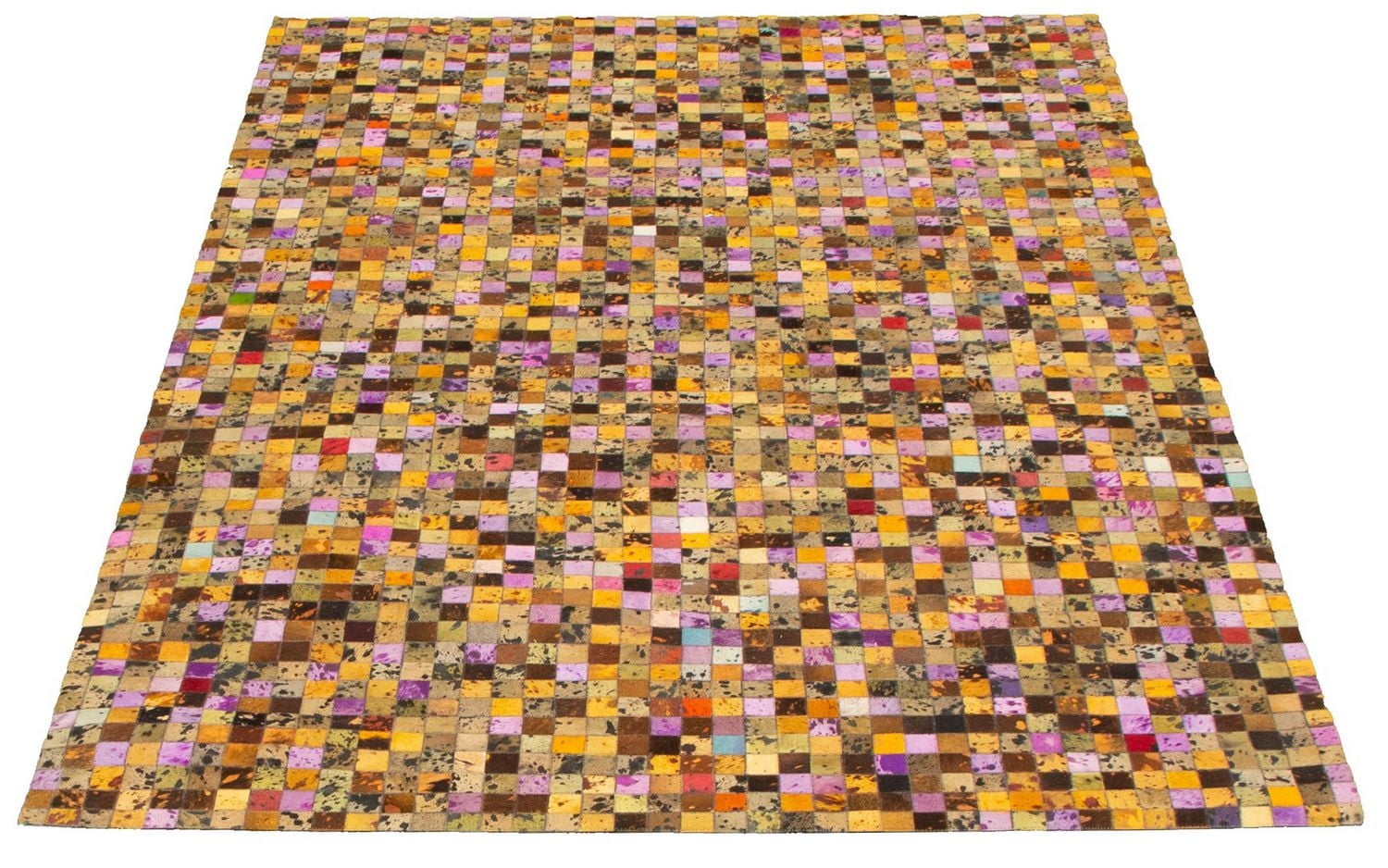 ECARPETGALLERY 5'2" x 8'3" Contemporary Cowhide Patchwork Handmade Area Rug for Living Room, Dining Room and Bedroom in Brown