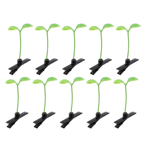 OUNONA 60Pcs Sprout Clips Hair Accessories Green Plastic Plant Clips for Playful Hairstyles