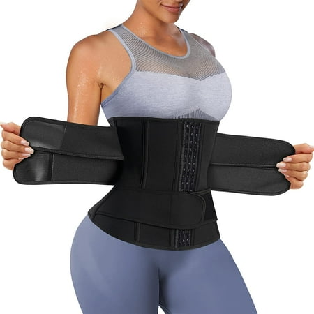 

Nebility Waist Trainer Trimmer Belt for Women Corset Slimming Body Shaper Cincher Sauna Sweat Band Workout Sport Girdles(Black 3XL)