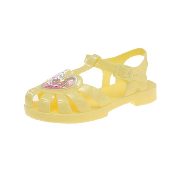Owordtank Toddler Girls Jelly Sandals Kids Closed Toe Cute Heart Summer Flat Sandals Summer Beach Comfortable School Slides