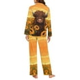 thumbnail image 3 of SEANATIVE Highland Cow Sunflower Button Down Pajamas Women 2 PCS Womens Long Sleeve Pajama Sets Size M Comfy Ladies Top and Pants Pjs Lounge Sleepwear Sets with Pocket, 3 of 7