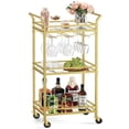 thumbnail image 1 of Carrito de bar VASAGLE Home Serving con estante de 3 niveles de acero dorado pálido, 1 of 9