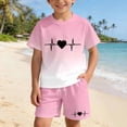 thumbnail image 5 of Jamsmile Toddler Girls Sets Sportswear Gradient Heartbeat Print Tshirts With Shorts Summer 2 Piece Kids Girls Athletic Tracksuits, 5 of 5