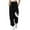White, variant on LUOGENLI Female Casual Pants Women's Solid Color Print Sports and Leisure Drawstring Wide-Leg Pants and Drawstring Pants Womens Casual Pants Elastic Waist 27 Inseam White M