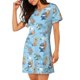thumbnail image 2 of Balery Cute Animals Surfers Camisón de manga corta con cuello redondo para mujer, cómodo y elegante., 2 of 6