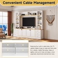 thumbnail image 3 of 102.3"W Farmhouse 4-Piece Entertainment Center Wall Unit with Bookshelves, Modern Large TV Stand with 6 Drawers for TVs Up to 75", Rustic Media Console with Adjustable Shelves for Living Room, White, 3 of 7