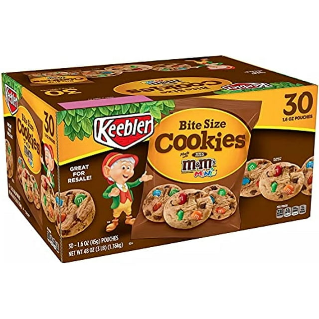 Keebler M&M Bite Size Cookies 30Pack Net 48oz