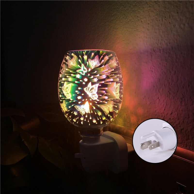 Jbhelth Pluggable Fragrance Warmer Flameless Wax Melting Lamp with 3D Butterfly Effect Decorative Soft Night Light Home Decor