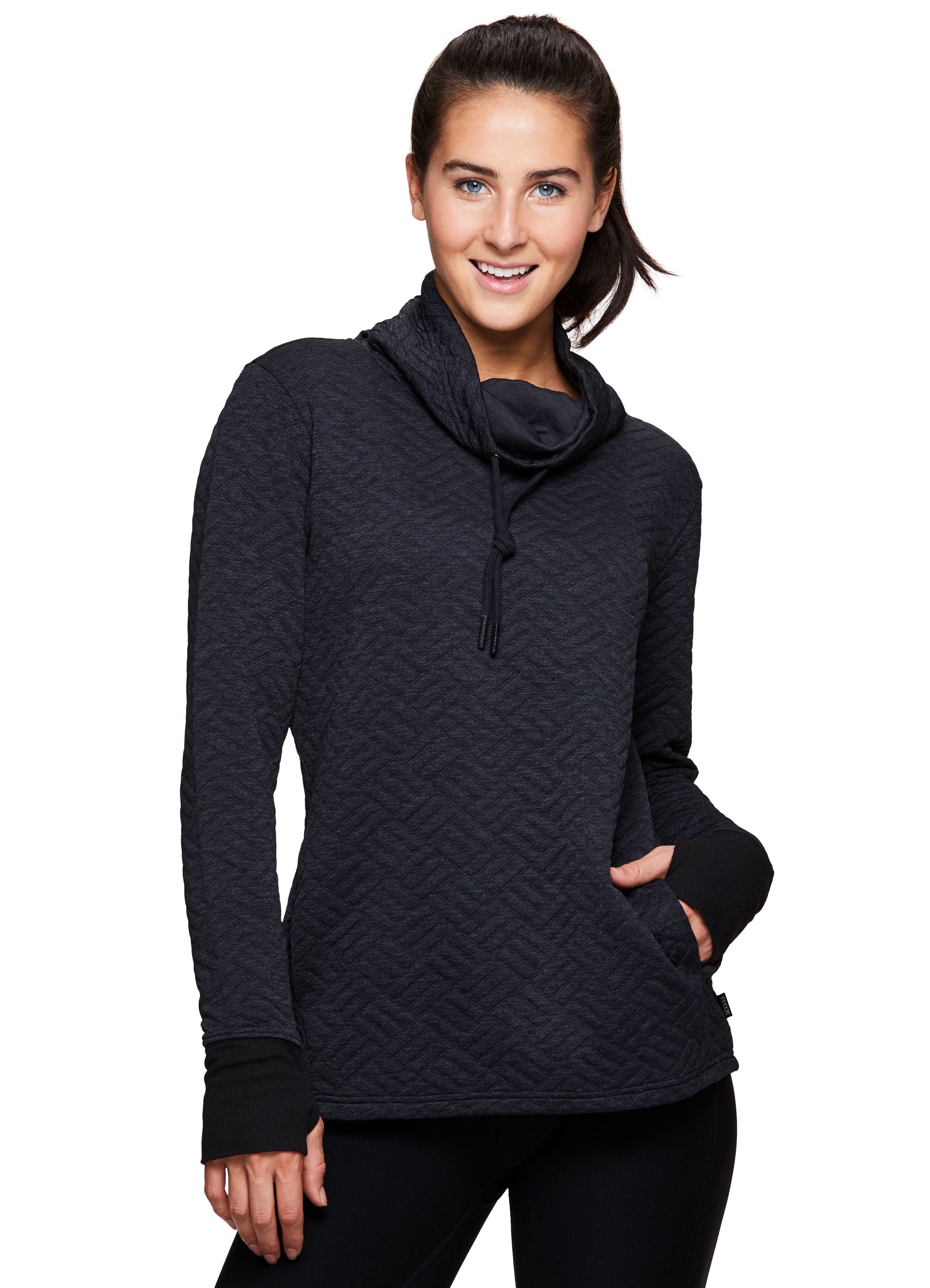 RBX Active Womens Ultra-Soft Quilted Cowl Neck Pullover