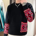 thumbnail image 5 of Suéteres de punto de manga larga para hombre, cuello redondo, ropa popular coreana, suéteres de punto para hombre, ofertas de ropa de moda 2024, 5 of 5