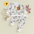 thumbnail image 2 of Bagilaanoe 2Pcs Toddler Baby Boy Easter Clothes Checkerboard Print Long Sleeve Sweatshirt Tops + Sweatpants 6M 12M 18M 24M 3T Kids Casual Sweatsuits Pants Set, 2 of 8
