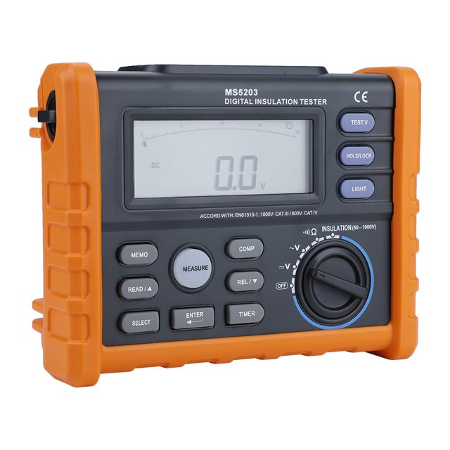 Probador de resistencia de aislamiento V, PEAKMETER MS5203 Probador de resistencia de aislamiento digital y digital Probador de resistencia de aislamiento Durabilidad extendida